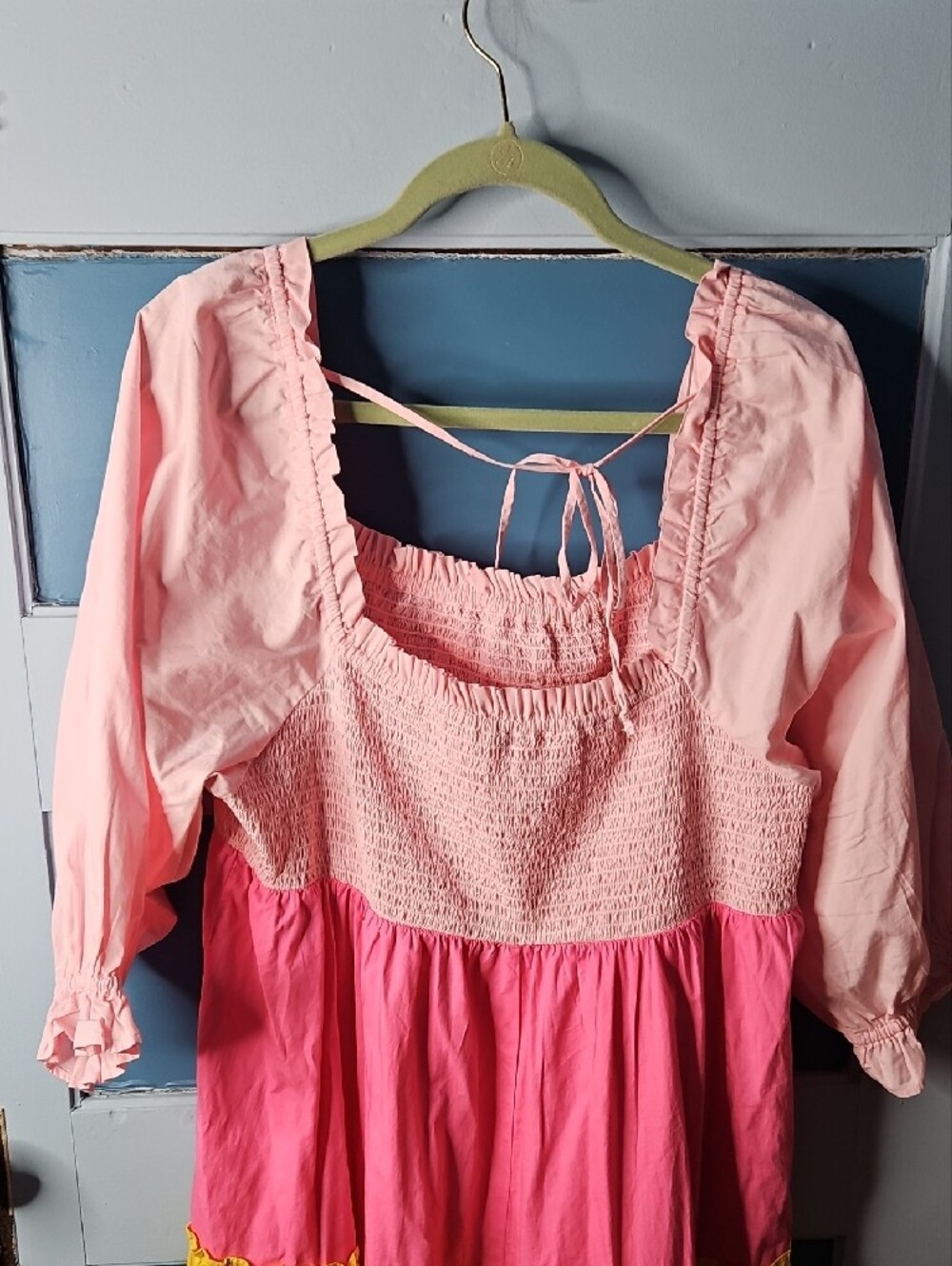Crown & Ivy Colorblock Tiered Dress - Pink, Yellow, Green, Blue Plus Size 2X - Picture 6 of 11